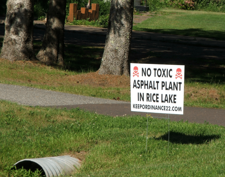 Sign: No Toxic Asphalt Plant in Rice Lake