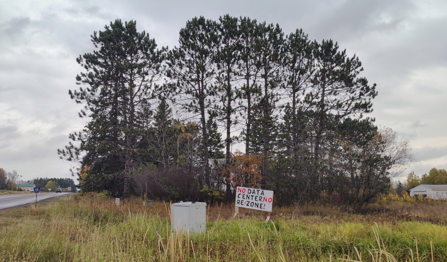 No Data Center sign, Highway 2 and Midway Road. Credit: John Ramos