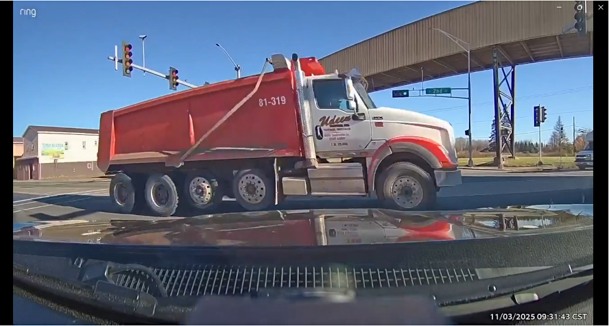 Screenshot from dashcam video, Nov. 3, 2025