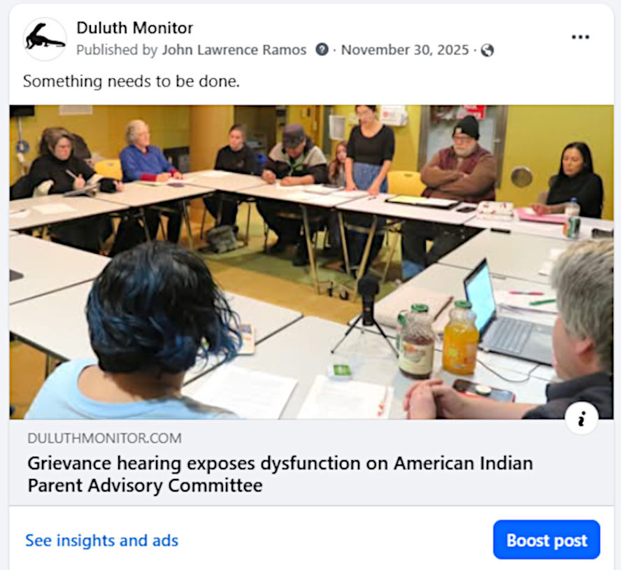 Screenshot of Facebook post linking to article