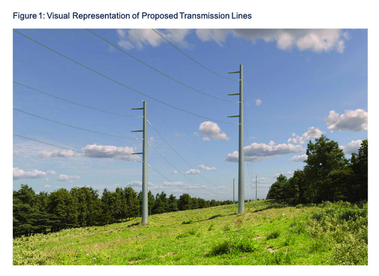 Visual representation of proposed power lines. Source: Environmental Assessment report