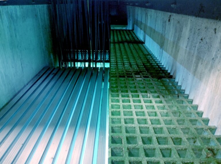 Under the floor in the UV treatment plant
